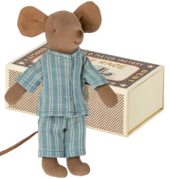 Maileg Big brother muisje met pyjama in matchbox