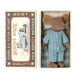 Maileg Big brother muisje met pyjama in matchbox
