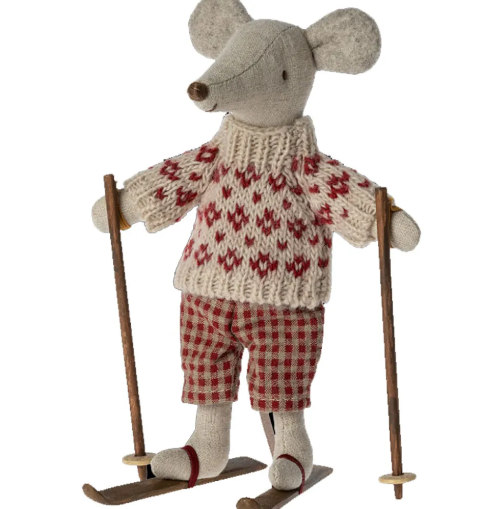 Maileg moeder muis met ski set