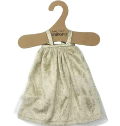 Minikane Amigas poppenjurk velvet gold met Minikane kledinghanger