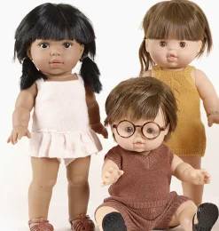 Minikane Barboteuse Orlando en tricot caramel chinu00e9 voor Gordi poppen