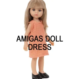 Minikane jurk voor Amigas poppen / papaya