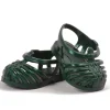 Minikane plastic sandalen voor Gordi poppen / kaki / donkergroen