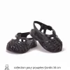 Minikane plastic sandalen voor Gordi poppen zwart