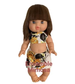 Minikane tweedelig seventies beach set Mimosa voor de Gordi poppen