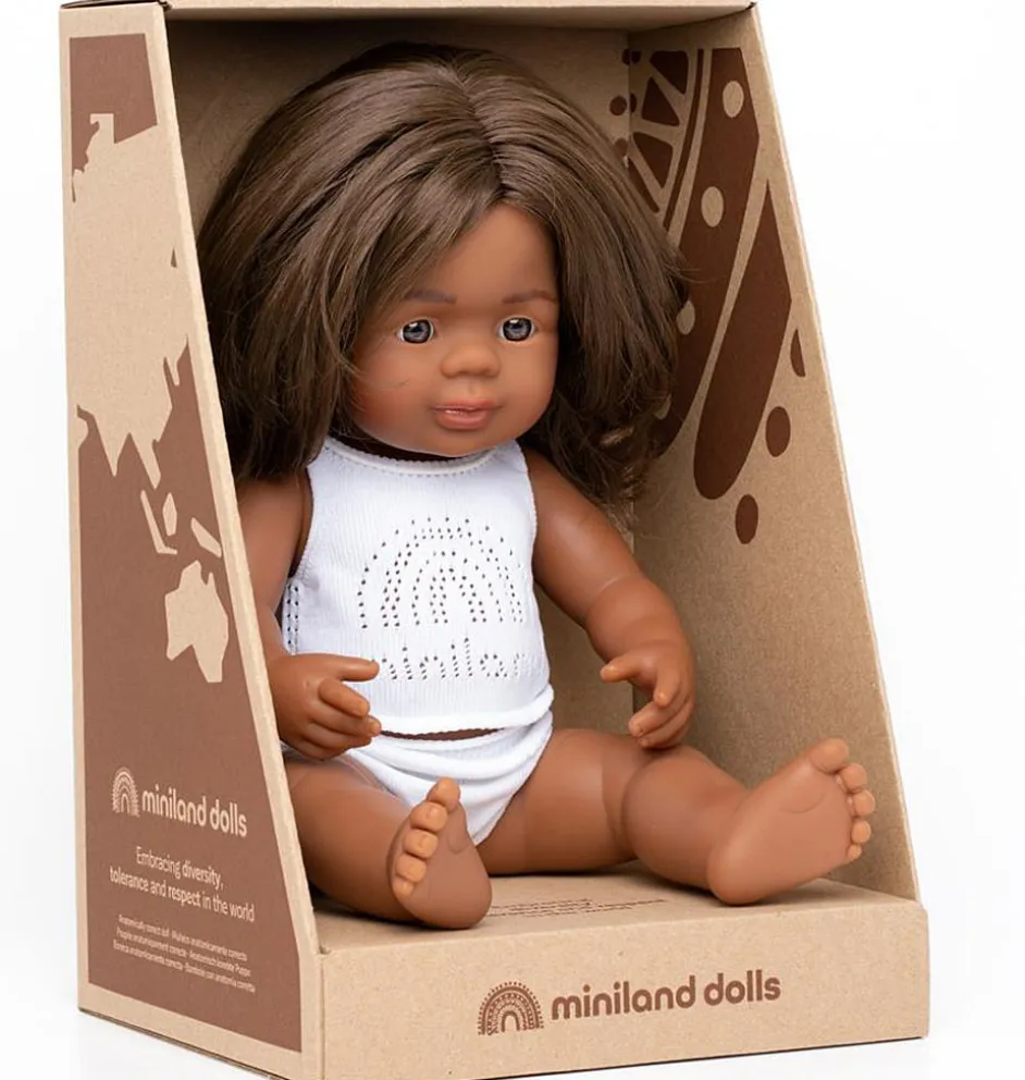 Miniland poppen meisje Aboriginal 38 cm